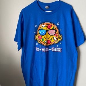 Red White and Cheesy! East of Chicago Tee Size XL